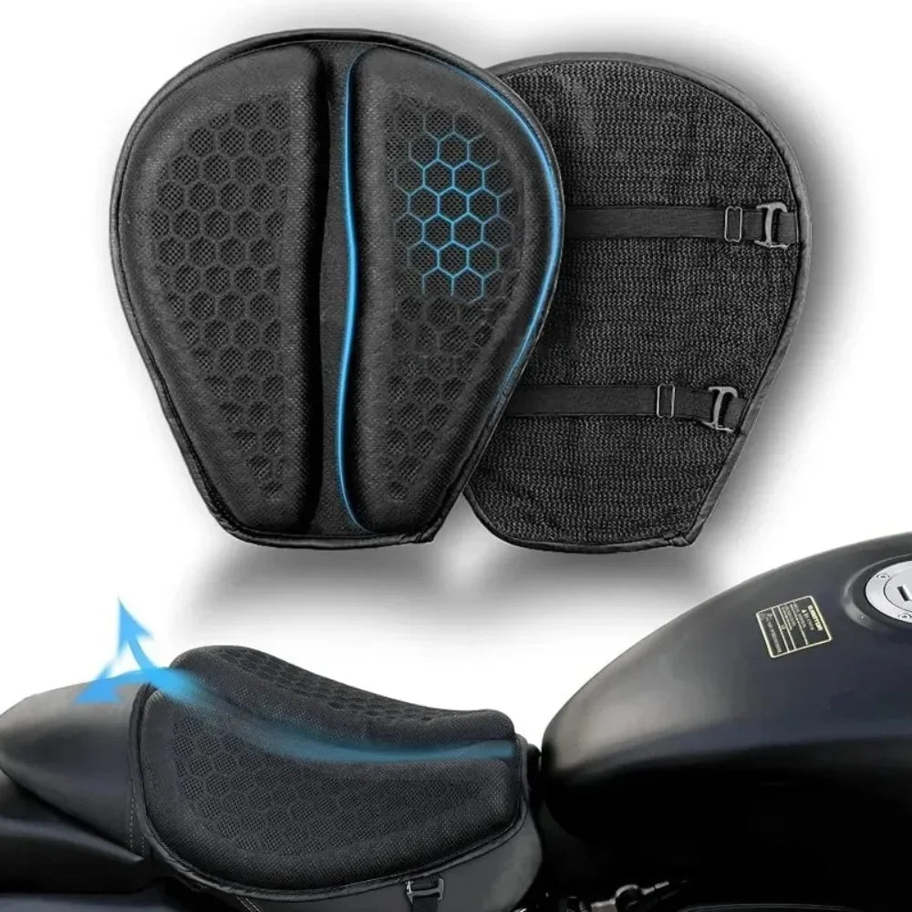 GelRide gel seat cushion with center channel, breathable mesh cover and adjustable straps